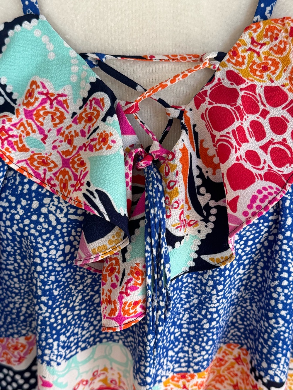 NY Collection Multi-Color Printed Ruffle Tank Top - Picture 3 of 9